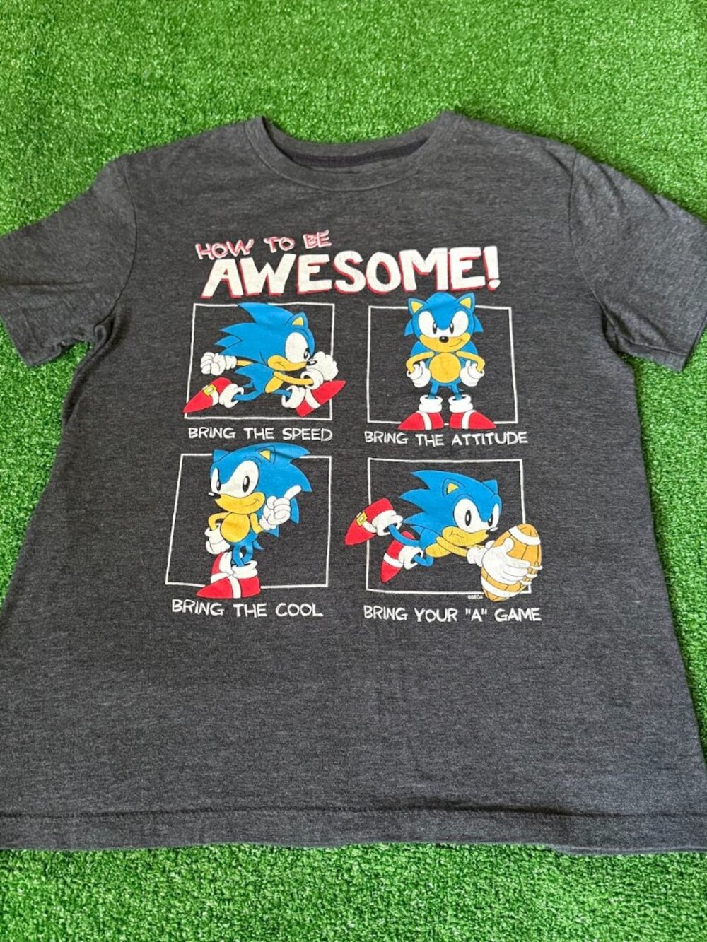Old Navy Sonic The Hedgehog How To Be Awesome! Gray Long Sleeve T-Shirt  Size L